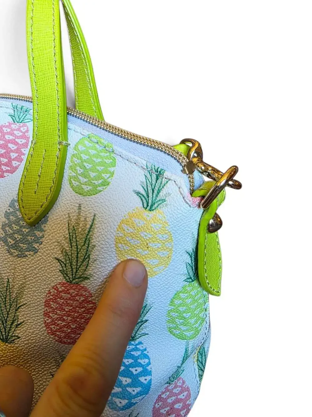 Dooney & Bourke Pineapple Satchel Crossbody Bag Lime Green Multicolor Tropical